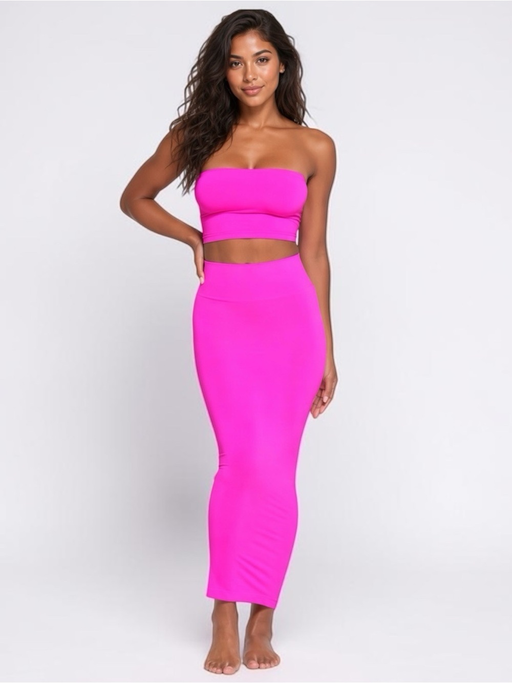 💗 SKIMS Soft Smoothing Seamless Long Tube Skirt | S | Neon Pink | NWOT 🏷️
